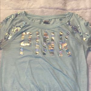 Light teal long sleeve PINK shirt